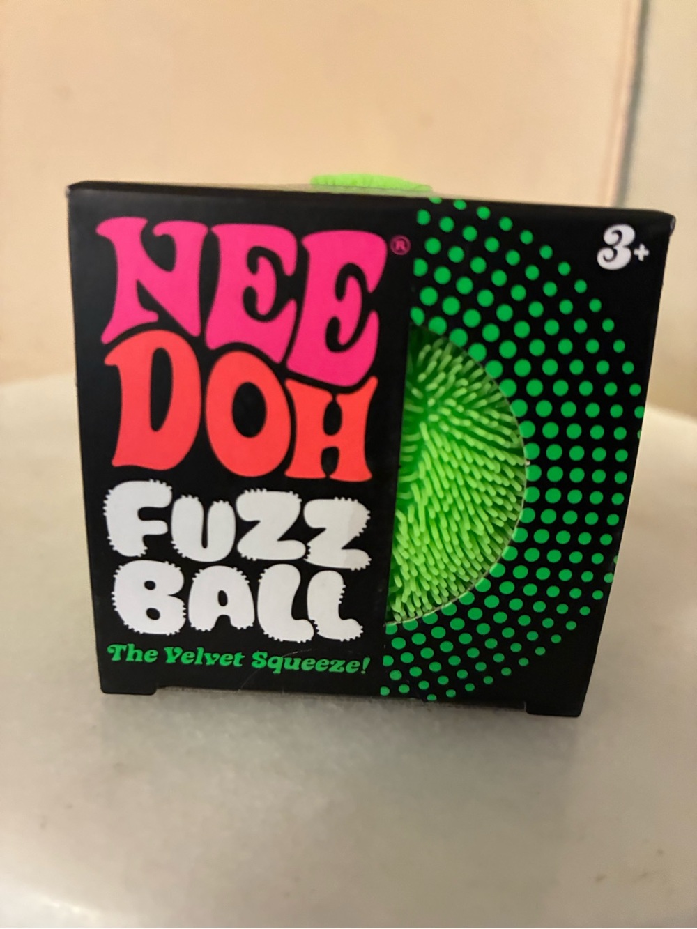 Needoh Fuzz Ball Kids Toy - Neon Green Velvet Squeeze